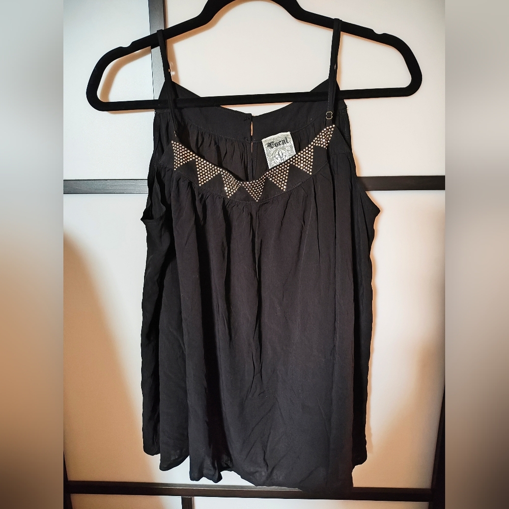 Vocal Black Tank Top with Gold Accents